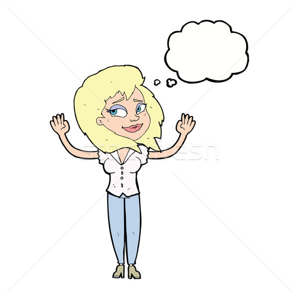 cartoon woman giving up with thought bubble Stock photo © lineartestpilot