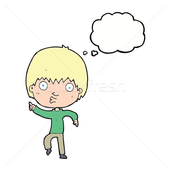 cartoon impressed boy pointing with thought bubble Stock photo © lineartestpilot