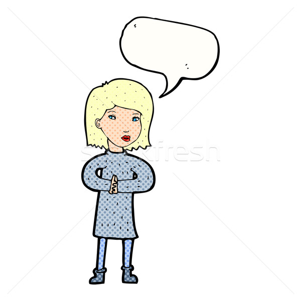 Cartoon calme femme bulle main design [[stock_photo]] © lineartestpilot