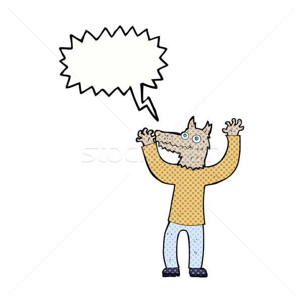 Cartoon loup homme bulle main design [[stock_photo]] © lineartestpilot