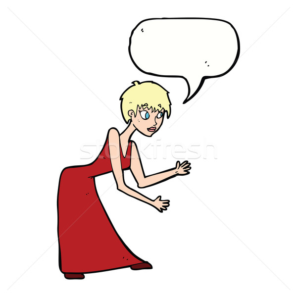 Cartoon женщину платье речи пузырь стороны Сток-фото © lineartestpilot