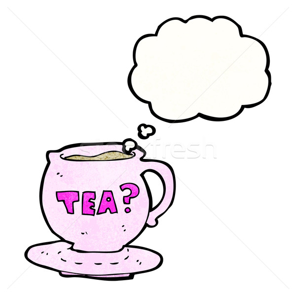 Desen animat ceaşcă ceai artă retro desen Imagine de stoc © lineartestpilot