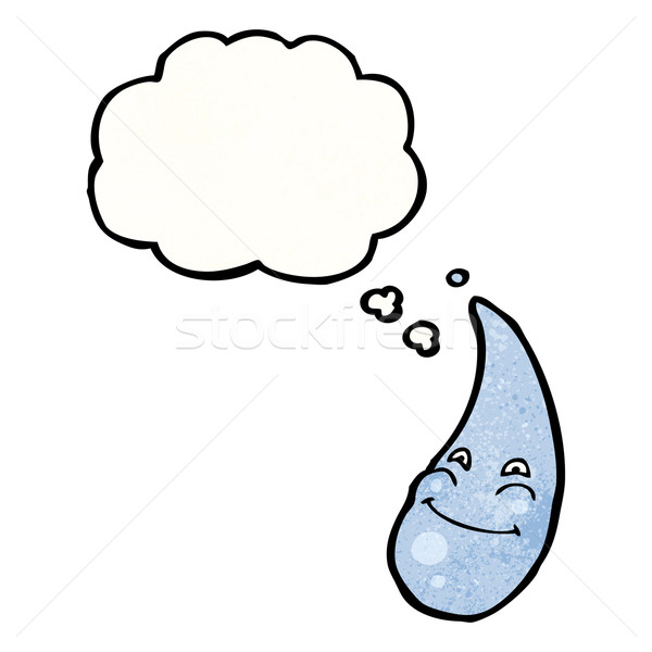 Stock photo: cartoon raindrop with thought bubble