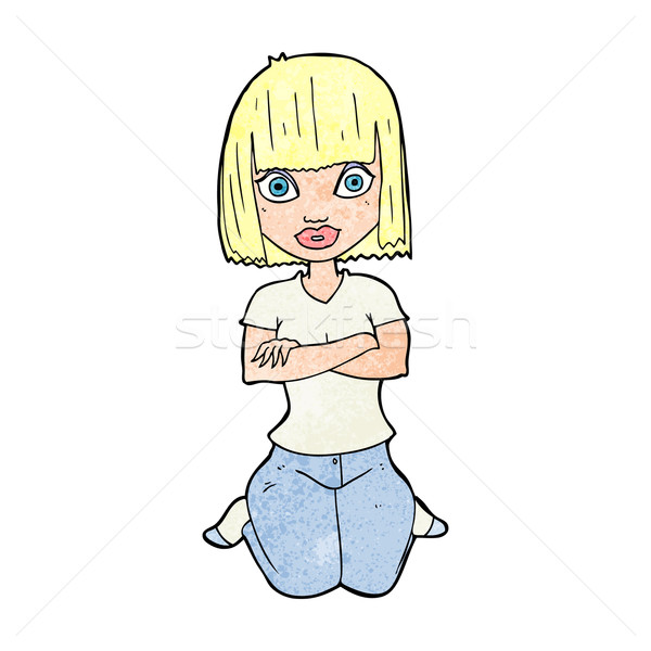 cartoon woman kneeling Stock photo © lineartestpilot