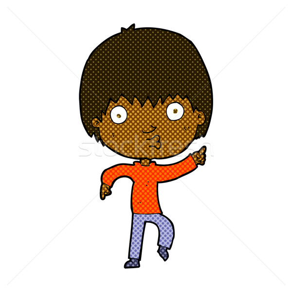 comic cartoon impressed boy pointing Stock photo © lineartestpilot