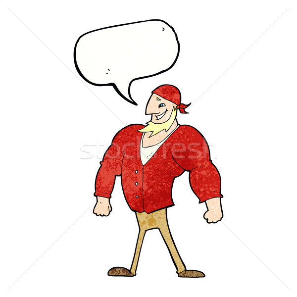 cartoon manly sailor man with speech bubble Stock photo © lineartestpilot