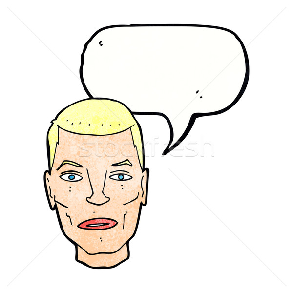 Cartoon grave masculina cara bocadillo mano Foto stock © lineartestpilot