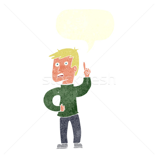 cartoon boy with idea with speech bubble Stock photo © lineartestpilot