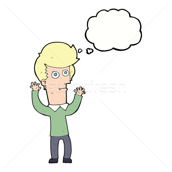 Cartoon conmocionado hombre burbuja de pensamiento mano diseno Foto stock © lineartestpilot