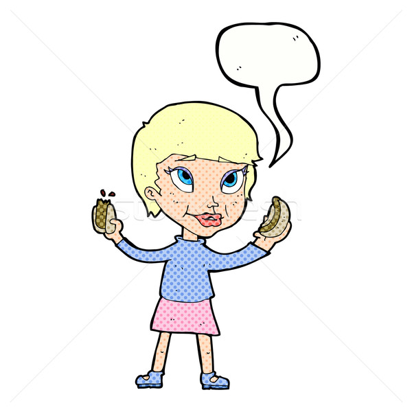 cartoon woman eating hotdogs with speech bubble Stock photo © lineartestpilot