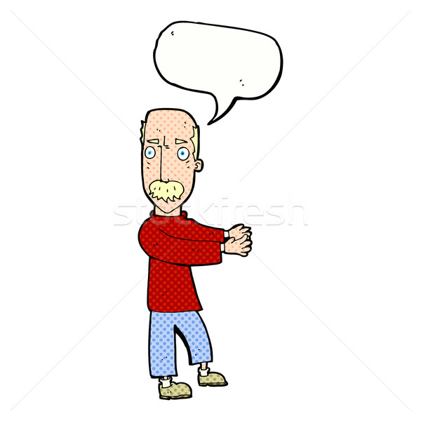 cartoon balding man explaining with speech bubble Stock photo © lineartestpilot