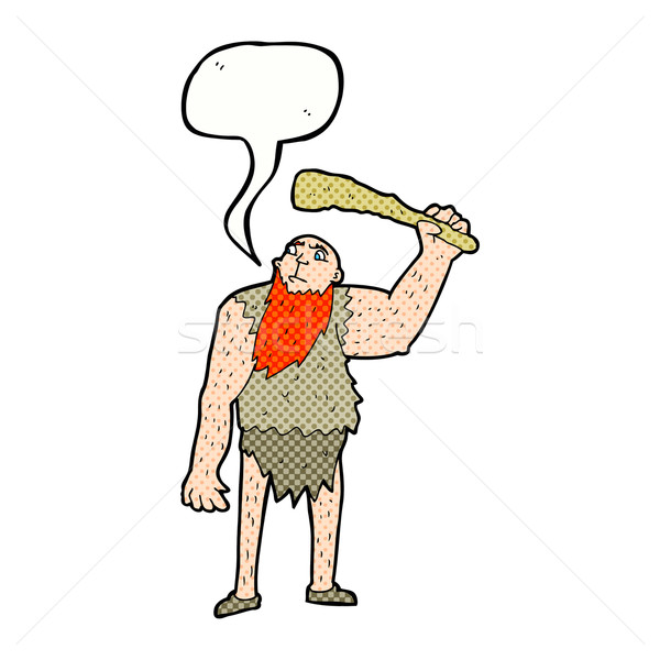 cartoon neanderthal with speech bubble Stock photo © lineartestpilot