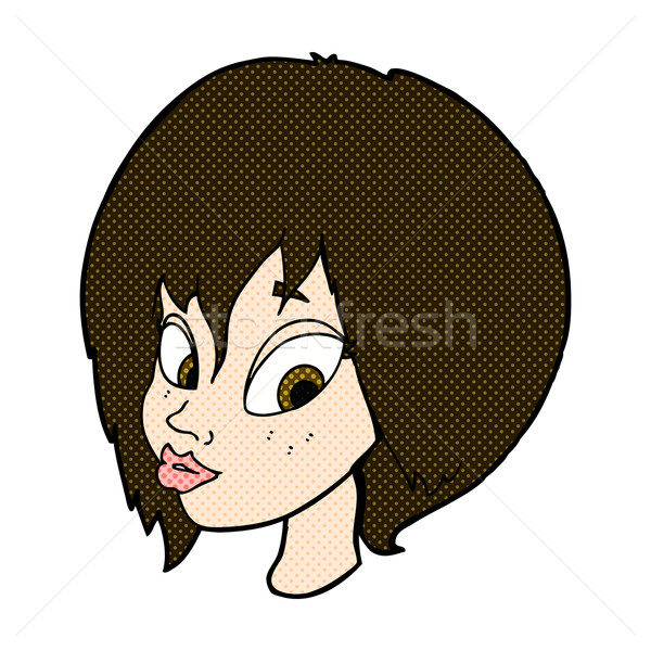 comic cartoon pretty female face pouting Stock photo © lineartestpilot