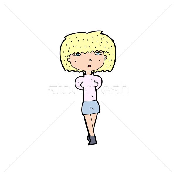 [[stock_photo]]: Cartoon · timide · femme · design · art · rétro