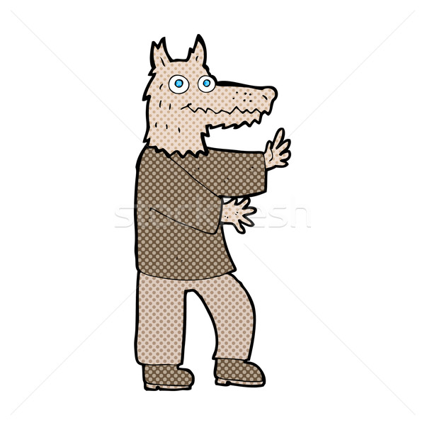 Dessinées cartoon drôle loup-garou rétro Photo stock © lineartestpilot