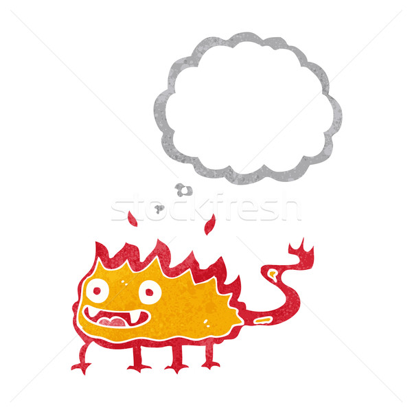 cartoon little fire demon with thought bubble Stock photo © lineartestpilot