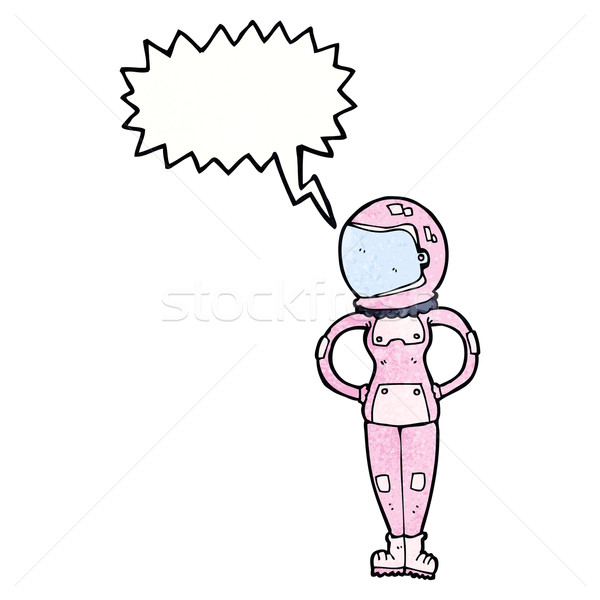cartoon female astronaut with speech bubble Stock photo © lineartestpilot