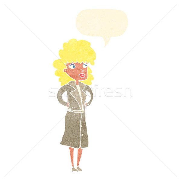漫畫 女子 溝 外套 講話泡沫 手 商業照片 © lineartestpilot