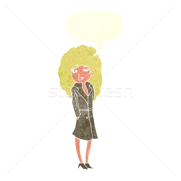 Karikatür kadın casus konuşma balonu kız el Stok fotoğraf © lineartestpilot