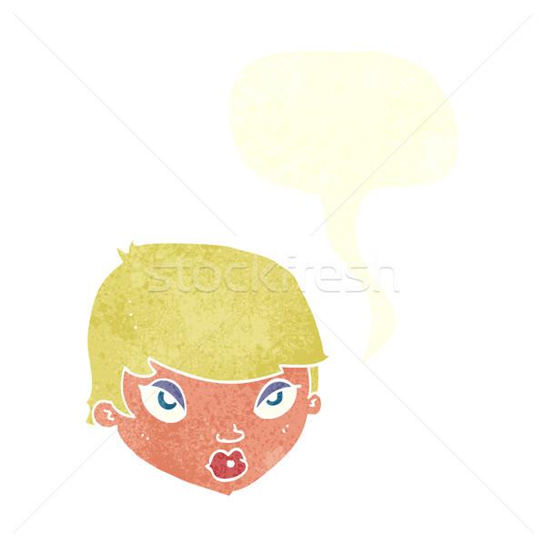 cartoon unimpressed woman with speech bubble Stock photo © lineartestpilot