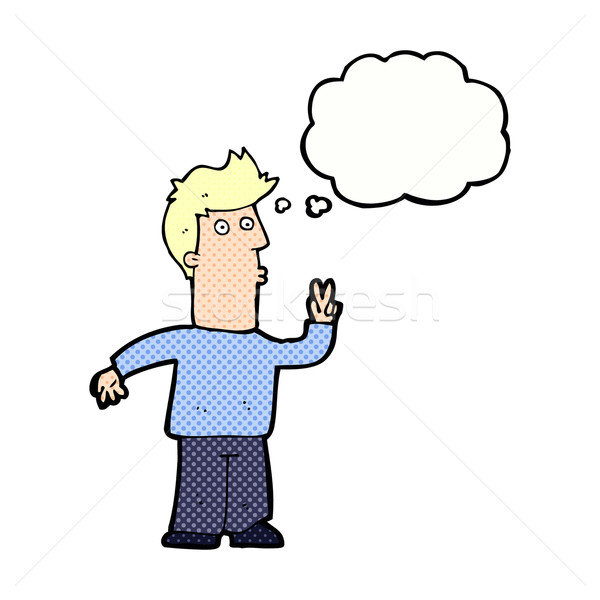 cartoon man signalling with hand with thought bubble Stock photo © lineartestpilot