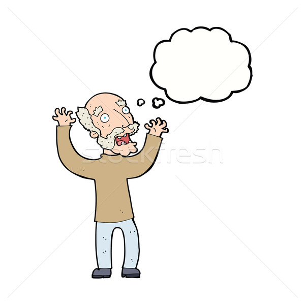 cartoon terrified old man with thought bubble Stock photo © lineartestpilot