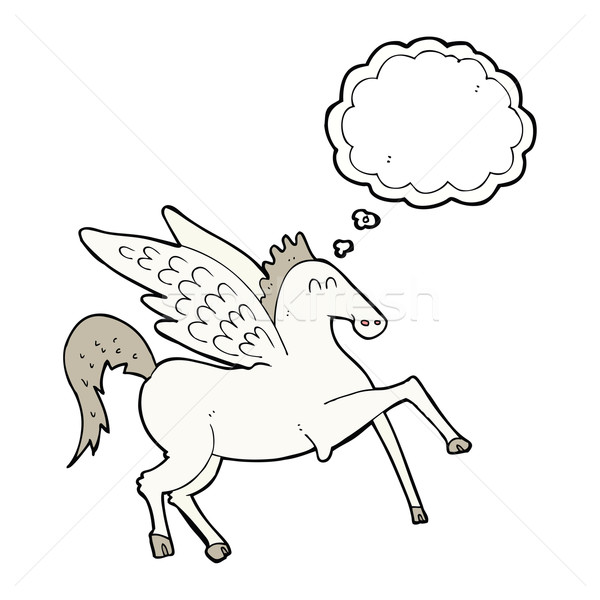 cartoon pegasus with thought bubble Stock photo © lineartestpilot