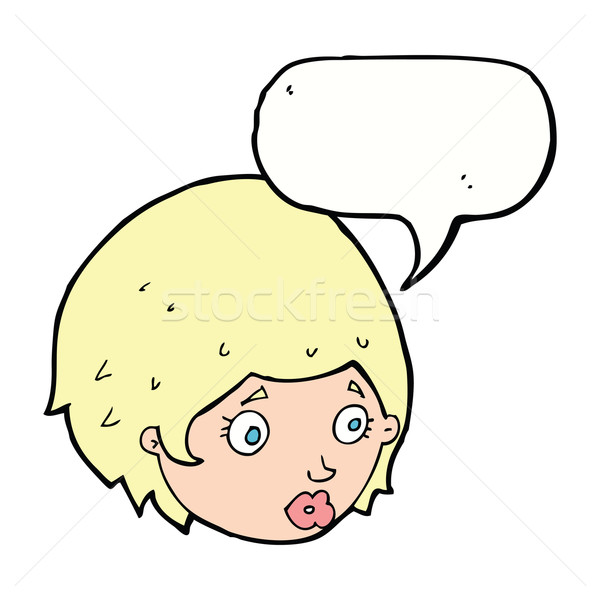 cartoon girl with concerned expression with speech bubble Stock photo © lineartestpilot