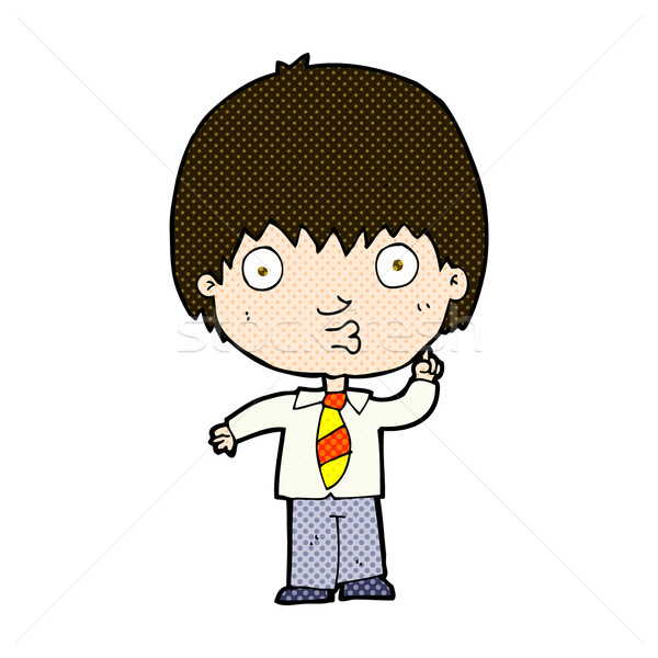 comic cartoon school boy answering question Stock photo © lineartestpilot