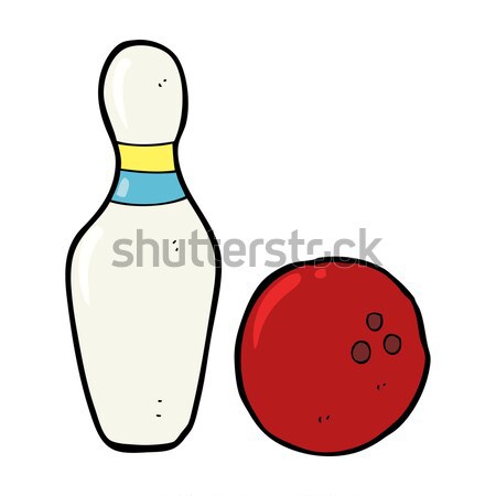 Zece pinul bowling comic desen animat retro Imagine de stoc © lineartestpilot