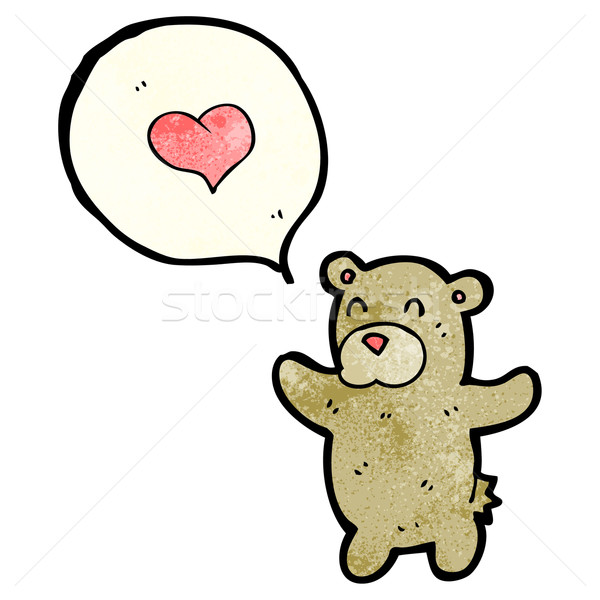 Stockfoto: Cartoon · teddybeer · liefde · hart · praten · retro