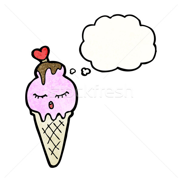 Fagylalttölcsér rajzfilmfigura retro léggömb rajz rajz Stock fotó © lineartestpilot