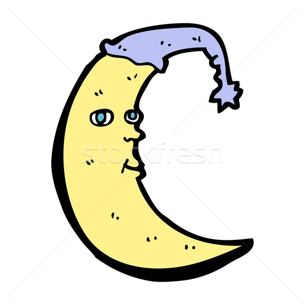 Somnolent lune cartoon main design dormir [[stock_photo]] © lineartestpilot