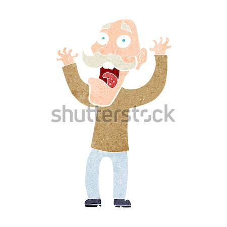 Cartoon oude man schrik hand man ontwerp Stockfoto © lineartestpilot