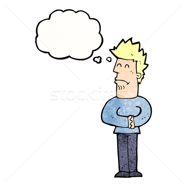 Cartoon nerwowy człowiek bubble myśl strony projektu Zdjęcia stock © lineartestpilot