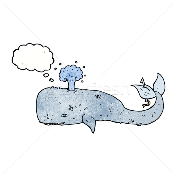 Desenho animado baleia balão de pensamento mão mar projeto Foto stock © lineartestpilot