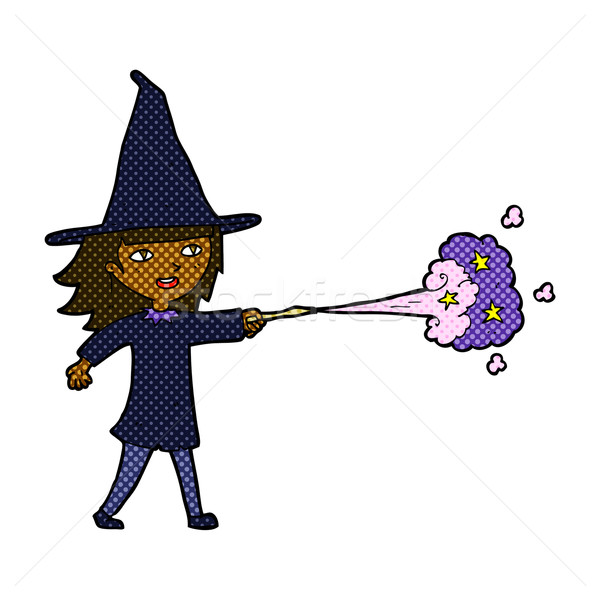 comic cartoon witch girl casting spell Stock photo © lineartestpilot