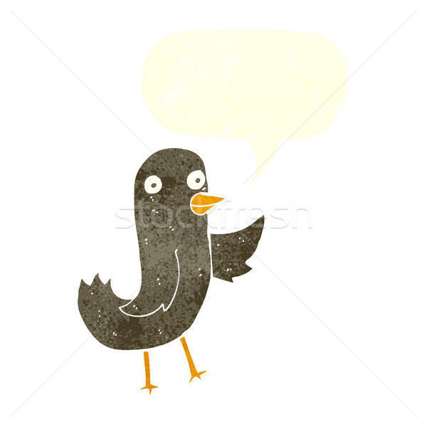 funny cartoon bird with speech bubble Stock photo © lineartestpilot