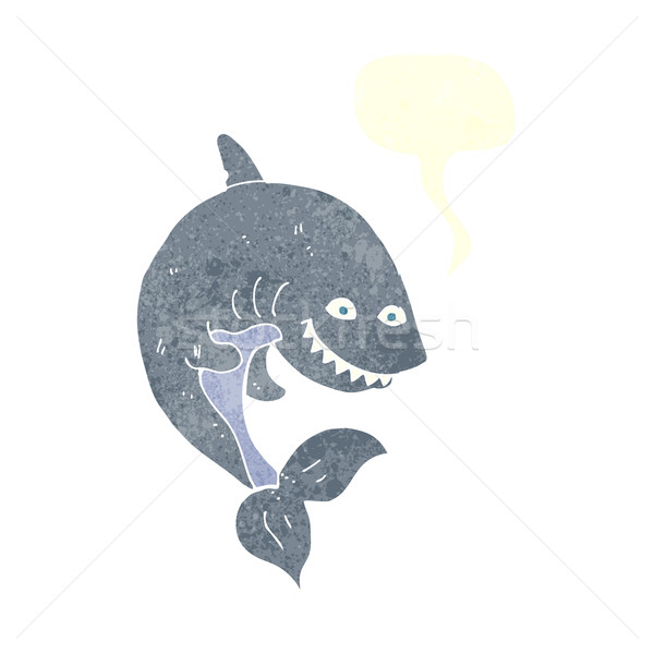 Karikatür köpekbalığı konuşma balonu el dizayn sanat Stok fotoğraf © lineartestpilot