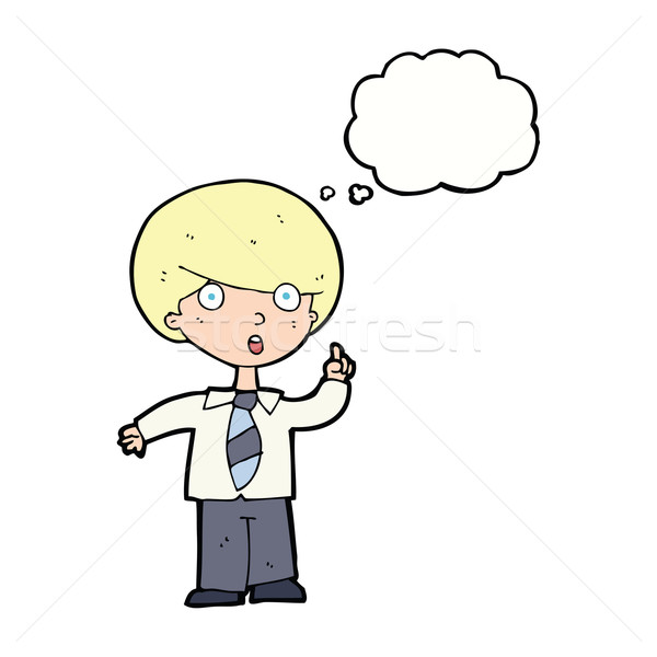 cartoon school boy answering question with thought bubble Stock photo © lineartestpilot