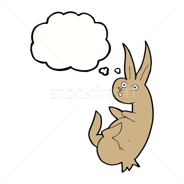 cue cartoon rabbit with thought bubble Stock photo © lineartestpilot