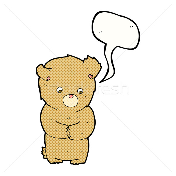 Desen animat timid ursuleţ bule de vorbire mână proiect Imagine de stoc © lineartestpilot