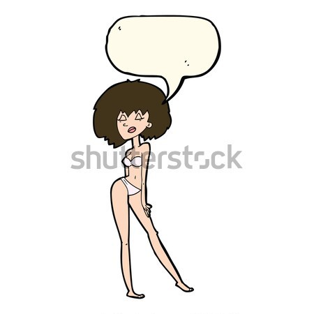 Cartoon sexy bikini nina bocadillo mujer Foto stock © lineartestpilot