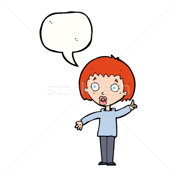 Cartoon vrouw uitleggen punt tekstballon hand Stockfoto © lineartestpilot