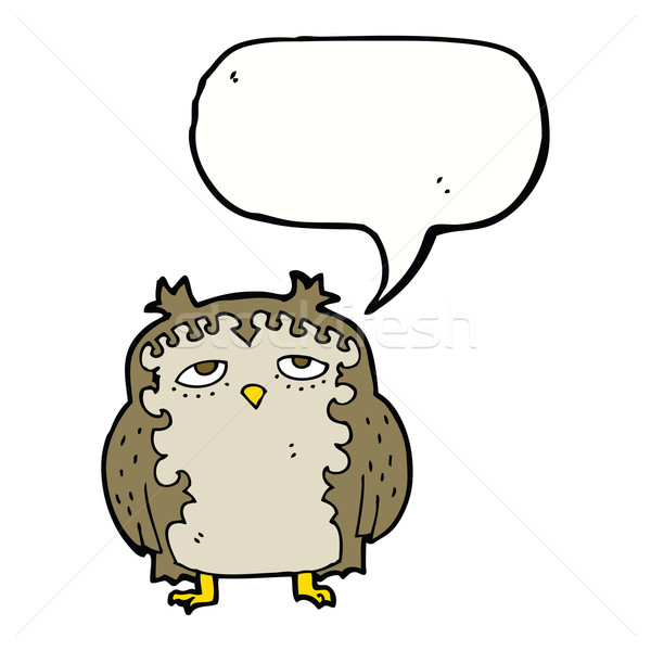 Desenho animado sábio velho coruja balão de fala mão Foto stock © lineartestpilot