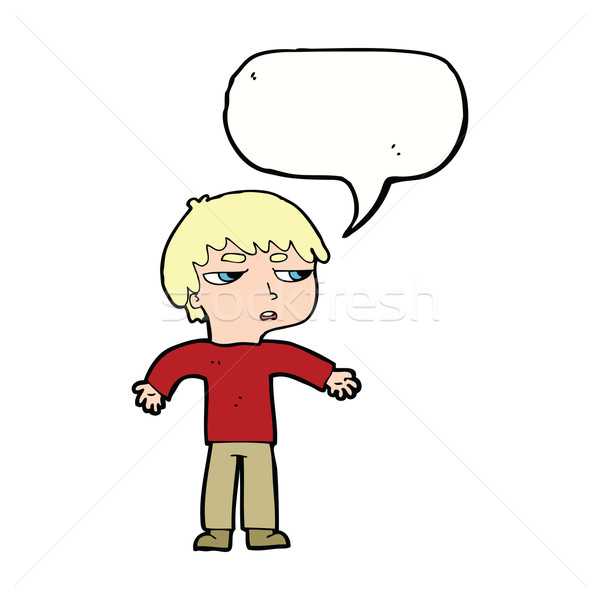Karikatur verärgert Junge Sprechblase Hand Mann Stock foto © lineartestpilot