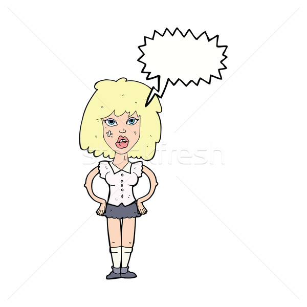 cartoon woman been in fight with speech bubble Stock photo © lineartestpilot