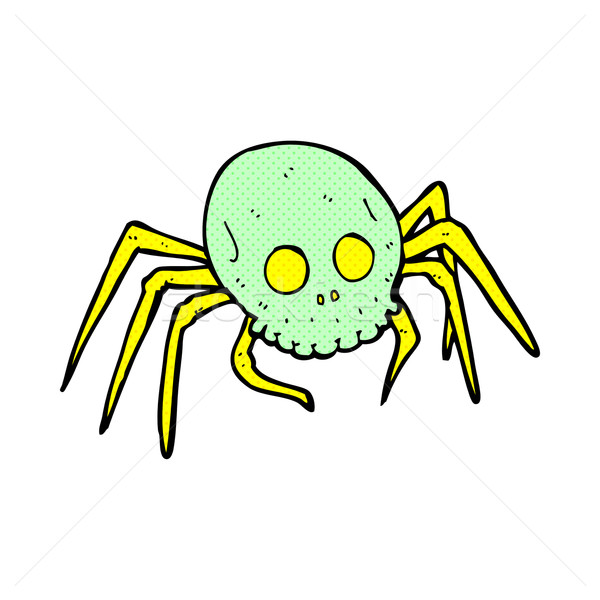 Komik karikatür halloween kafatası örümcek Stok fotoğraf © lineartestpilot