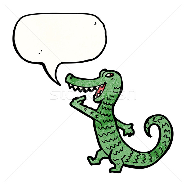 Grinsend Krokodil Karikatur sprechen Retro Zeichnung Stock foto © lineartestpilot