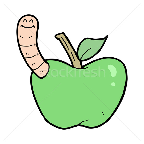 Karikatür elma solucan el dizayn çılgın Stok fotoğraf © lineartestpilot